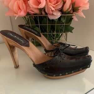 Black David Aaron Wooden Mules